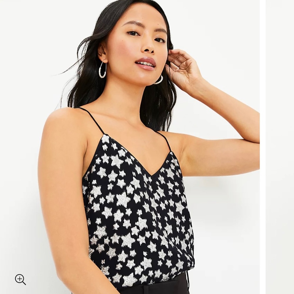LOFT Black & Silver Star Detail Tank Top